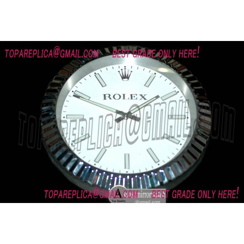 Rolex Dealer Clock SuperOcean Style SS/Wht Swiss Quartz