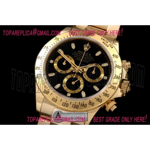 Rolex Daytona 116528 YG/YG Black Stick A-7750 Sec@6