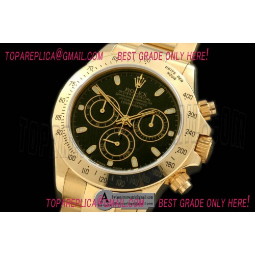 Rolex Daytona 116528 YG/YG Black Stick A-7750 Sec@6 28800bph