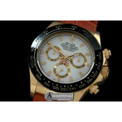 Rolex Daytona 116528 YG/LE White Stk A-7750 Sec@6