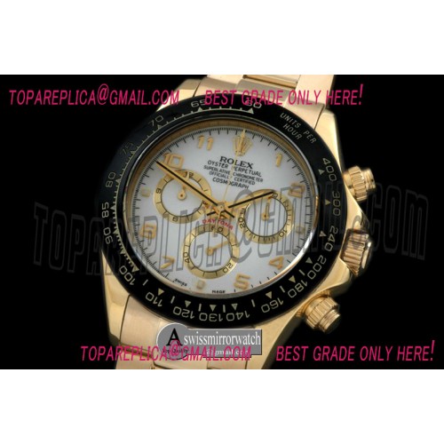 Rolex Daytona 116528 YG/YG White Num A-7750 Sec@6