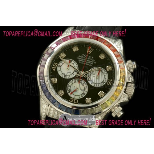 Rolex SS/LE/Colour Diam Bez Black Diam A-7750 Secs@6.00