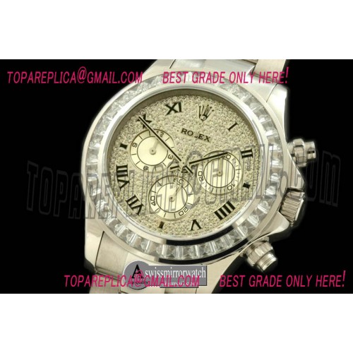 Rolex SS/SS/SQ-Diam Bez Full Diam Roman A-7750 Secs@6.00