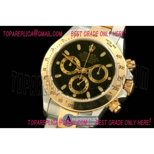 Rolex Daytona 116523 YG/SS Black Stick A-7750 Sec@6
