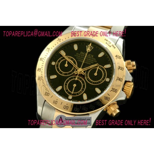 Rolex Daytona 116523 YG/SS Black Stick A-7750 Sec@6 28800vph Rolex Daytona 116523 YG/SS Black Stick A-7750 Sec@6 28800vph