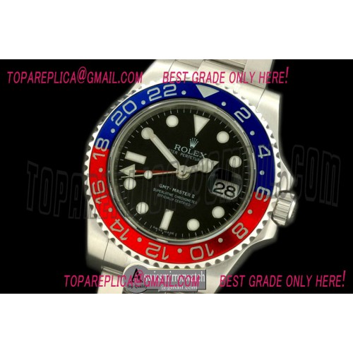 Rolex SS/SS 2014 GMT Blue-Red Swiss 2836