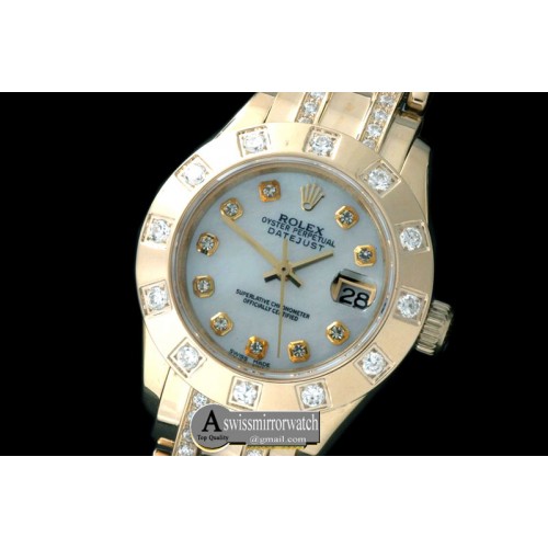 Rolex 12-Diamond Bezel RG MOP Wht/Diam S-2671