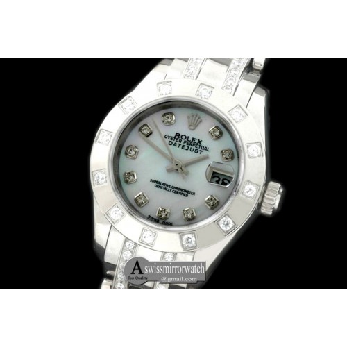 Rolex 12-Diamond Bez SS MOP Wht/Diam S-2671