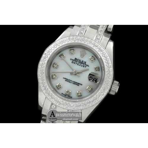 Rolex 2-Diamond Bezel SS MOP Wht/Diam S-2671