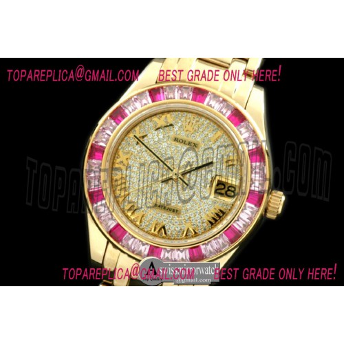 Rolex Masterpiece Diam/Ruby Bez YG Diamond/Roman Asian Eta 2824 Rolex Masterpiece Diam/Ruby Bez YG Diamond/Roman Asian Eta 2824