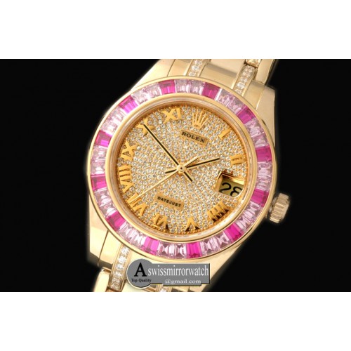 Rolex Diam/Ruby Bez YG Diamond/Roman Asian 2813 Rolex Diam/Ruby Bez YG Diamond/Roman Asian 2813
