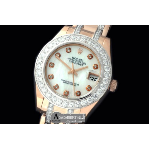 Rolex Diam Bez RG MOP Wht/Diam Asian 2813