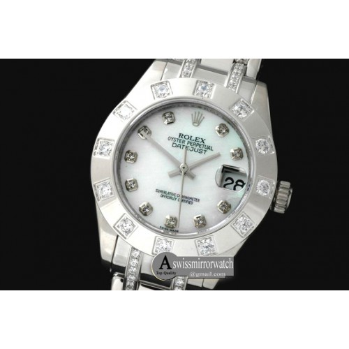 Rolex 12-Diam Bez SS MOP Wht/Diam Asian Eta 2824