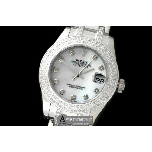 Rolex 2-Diam Bez SS MOP Wht/Diam Asian 2813