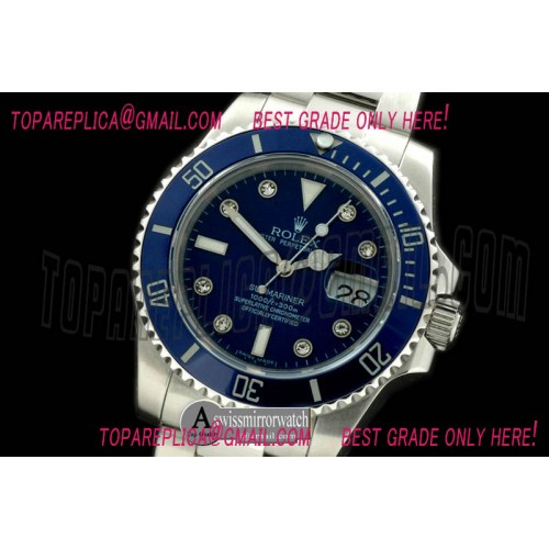 Rolex Submariner 116600 Blue Sub SS/Diam Swiss 2836/3135