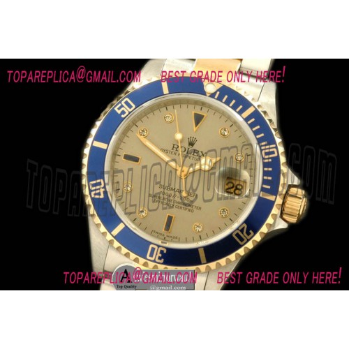 Rolex Submariner 16613 Serti Silver SS/FG TT Sub Swiss 2824/3135 Rolex Submariner 16613 Serti Silver SS/FG TT Sub Swiss 2824/3135