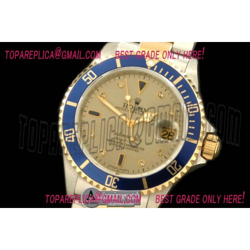 Rolex Submariner 16613 Serti Gold SS/FG TT Sub Asian 2813