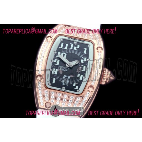 Richard Mille RM 007 Bling Bling RG/RU/Diam Black/White Asian 21J Decorated