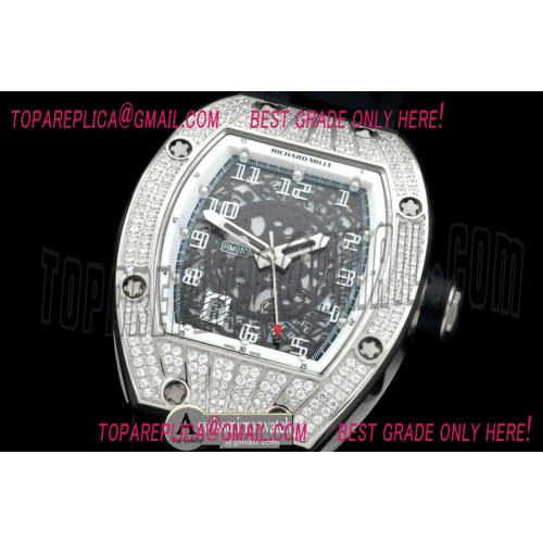 Richard Mille RM010 BLING BLING SS/RU Diam/White Asian 21J Decorated Richard Mille RM010 BLING BLING SS/RU Diam/White Asian 21J Decorated