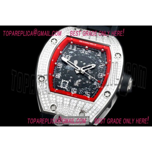 Richard Mille RM010 BLING BLING SS/RU Diam/Red Asian 21J Decorated
