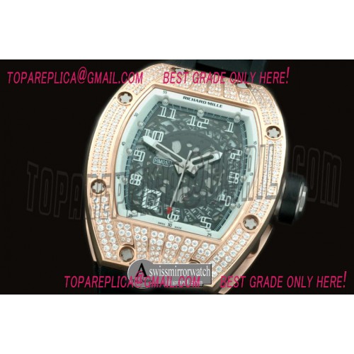 Richard Mille RM 010 Bling Bling Limtied Edtion RG/RU Diam/White Asian 21J Decorated
