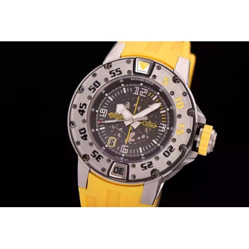 Richard Mille RM028 47mm RMF SS Yellow Skeleton Dial on Black Rubber Strap A7750