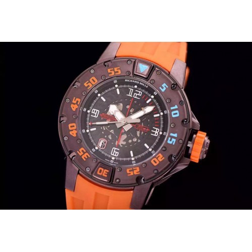 Richard Mille RM028 47mm RMF PVD Orange Skeleton Dial on Orange Rubber Strap A7750