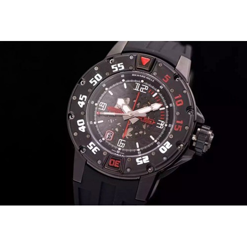 Richard Mille RM028 47mm RMF PVD Red Skeleton Dial on Black Rubber Strap A7750 Richard Mille RM028 47mm RMF PVD Red Skeleton Dial on Black Rubber Strap A7750