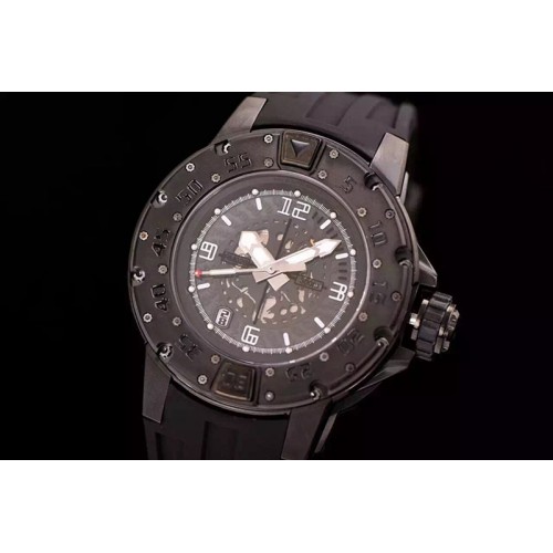 Richard Mille RM028 47mm RMF PVD Black Skeleton Dial on Black Rubber Strap A7750