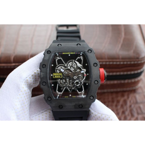 Richard Mille RM 035 Forge Carbon Black Inner Bezel Skeleton Dial on Black Rubber Strap MIYOTA9015