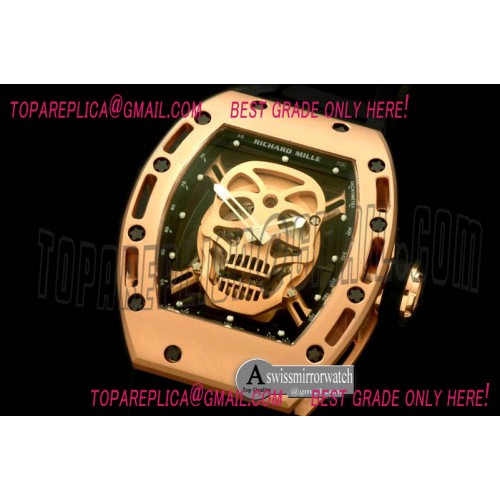 Richard Mille 052 Skull Tourbillon RG/RU Black Asian 21J Decorated Richard Mille 052 Skull Tourbillon RG/RU Black Asian 21J Decorated
