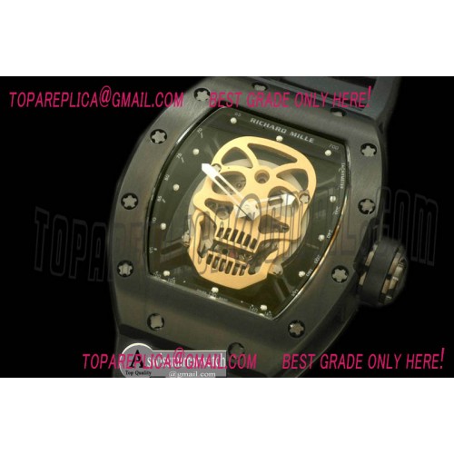 Richard Mille 052 Skull Tourbillon PVD/RU Black Asian 21J Decorated Richard Mille 052 Skull Tourbillon PVD/RU Black Asian 21J Decorated