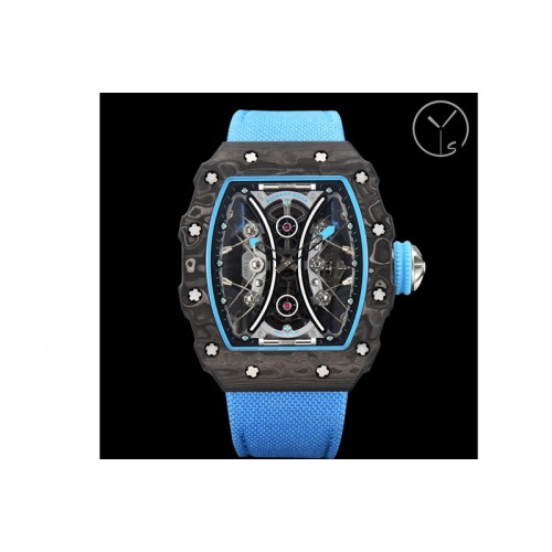 Richard Mille RM053-01 Real Forge Carbon YSF Best Edition Skeleton Dial on Blue Nylon Strap Asian Tourbillon