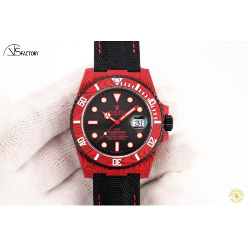 Rolex Submariner DIW Red Carbon VSF 1:1 Best Edition Black Dial on Black Nylon Strap VS3135 Rolex Submariner DIW Red Carbon VSF 1:1 Best Edition Black Dial on Black Nylon Strap VS3135