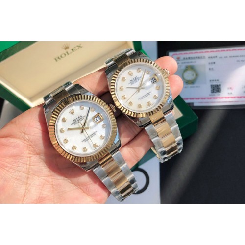 Rolex DateJust 36/41mm 126333 1:1 Best Edition SS/YG Gold Wrapped White Dial Diamond Marker on Oyster Strap