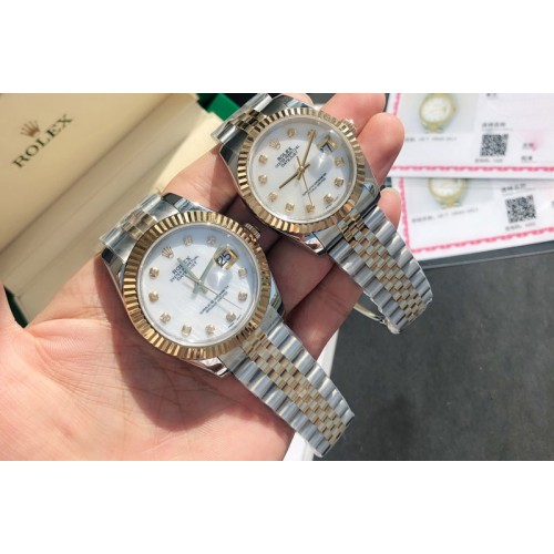 Rolex DateJust 36/41mm 126333 1:1 Best Edition SS/YG Gold Wrapped White Dial Diamond Marker on Jubliee Strap