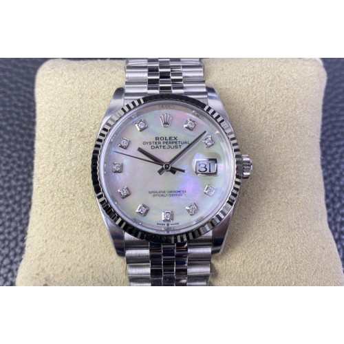 Rolex DateJust 36 126234 Clean 1:1 Best Edition 904L Steel White MOP Diamonds Dial on Jubilee Bracelet VR3235 Rolex DateJust 36 126234 Clean 1:1 Best Edition 904L Steel White MOP Diamonds Dial on Jubilee Bracelet VR3235