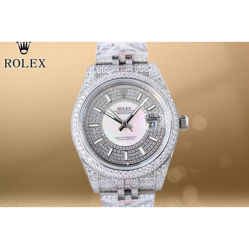 Rolex DateJust 41 SS Full Paved Diamonds 1:1 Best Edition Diamonds/White Dial on Jubilee Bracelet Cal.3255