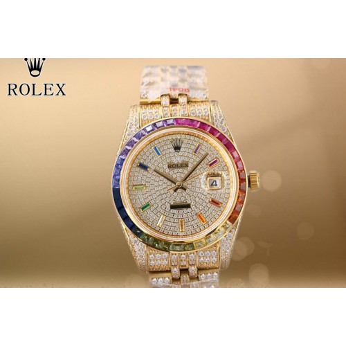 Rolex DateJust 41 YG Full Paved Diamonds 1:1 Best Edition Diamonds Dial Rainbow Diamond Bezel on Jubilee Bracelet Cal.3255 Rolex DateJust 41 YG Full Paved Diamonds 1:1 Best Edition Diamonds Dial Rainbow Diamond Bezel on Jubilee Bracelet Cal.3255