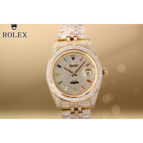 Rolex DateJust 41 YG Full Paved Diamonds 1:1 Best Edition Diamonds Dial on Jubilee Bracelet Cal.3255