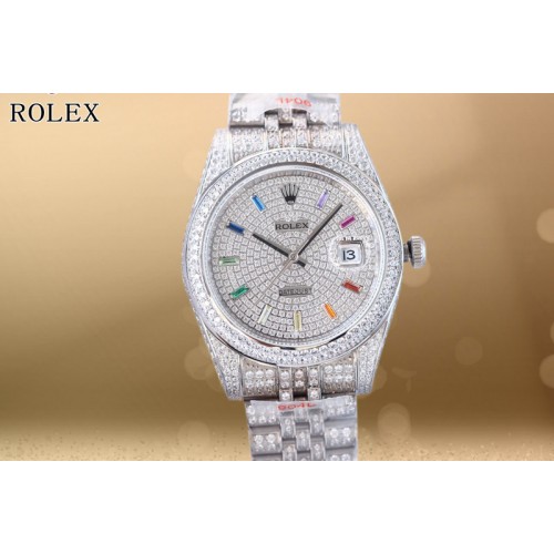 Rolex DateJust 41 SS Full Paved Diamonds 1:1 Best Edition Diamonds Dial on Jubilee Bracelet Cal.3255
