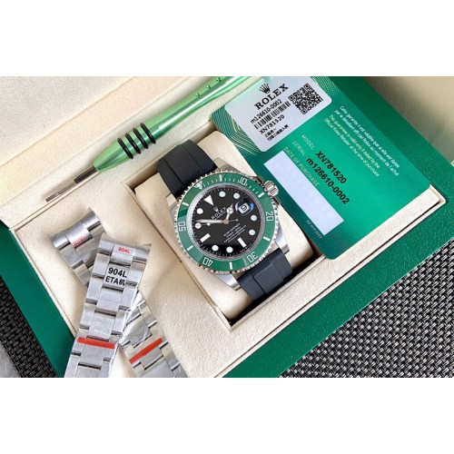 Rolex Submariner 126610 LV Green Ceramic Bezel 904L Steel 1:1 Best Edition Black Dial On Black Rubber band Swiss Eta-2824