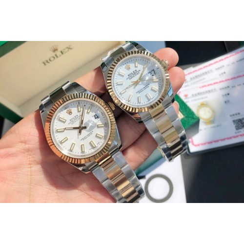 Rolex DateJust 36/41mm 126333 1:1 Best Edition SS/YG Gold Wrapped White Dial on Oyster Strap
