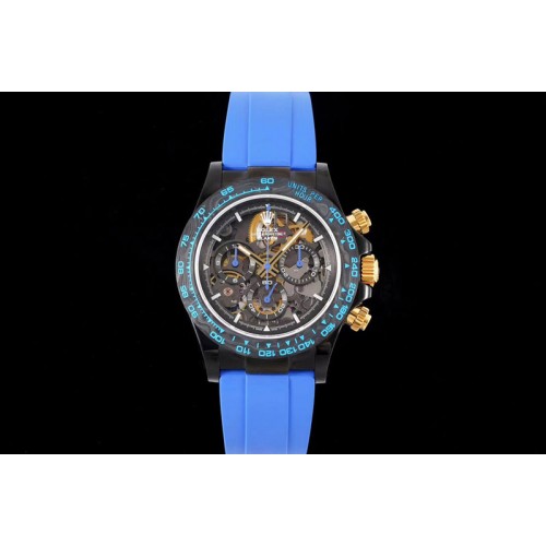 Rolex Daytona PVD Ceramic Bezel GETF Best Edition Skeleton Blue Dial on Blue Rubber Strap SA4130 Rolex Daytona PVD Ceramic Bezel GETF Best Edition Skeleton Blue Dial on Blue Rubber Strap SA4130