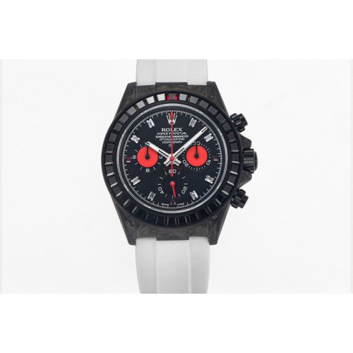 Rolex Daytona DIW Carbon Case DIWF Edition Carbon/Black Dial Diamond Bezel on White Nylon Strap A7750