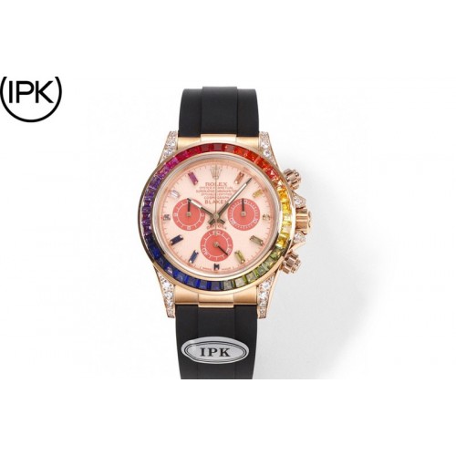 Rolex Daytona 116595 RBOW Rainbow IPK Best Edition Gold/RG Dial on Rubber Band A7750 Rolex Daytona 116595 RBOW Rainbow IPK Best Edition Gold/RG Dial on Rubber Band A7750