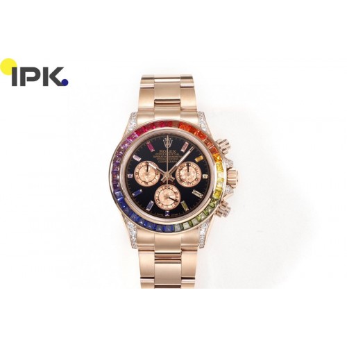 Rolex Daytona 116595 RBOW Rainbow IPK Best Edition Black/RG Dial on RG Bracelet A7750