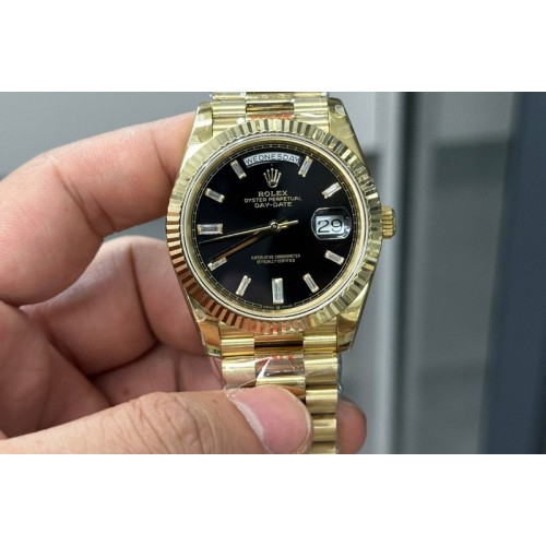 Rolex Day Date 40mm 228238 Gain Weight YG/tungsten GMF 1:1 Best Edition Black Dial T Crystals Markers on YG President Bracelet A