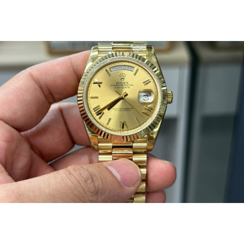 Rolex Day Date 40mm 228238 Gain Weight YG/tungsten GMF 1:1 Best Edition Gold Dial Roman Markers on YG President Bracelet A2836