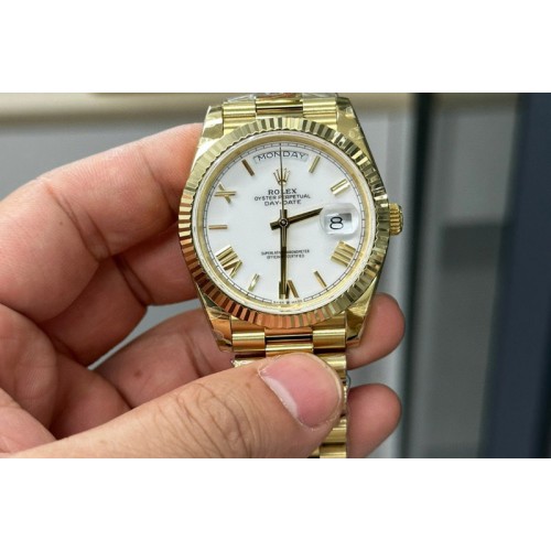 Rolex Day Date 40mm 228238 Gain Weight YG/tungsten GMF 1:1 Best Edition White Dial Roman Markers on YG President Bracelet A2836
